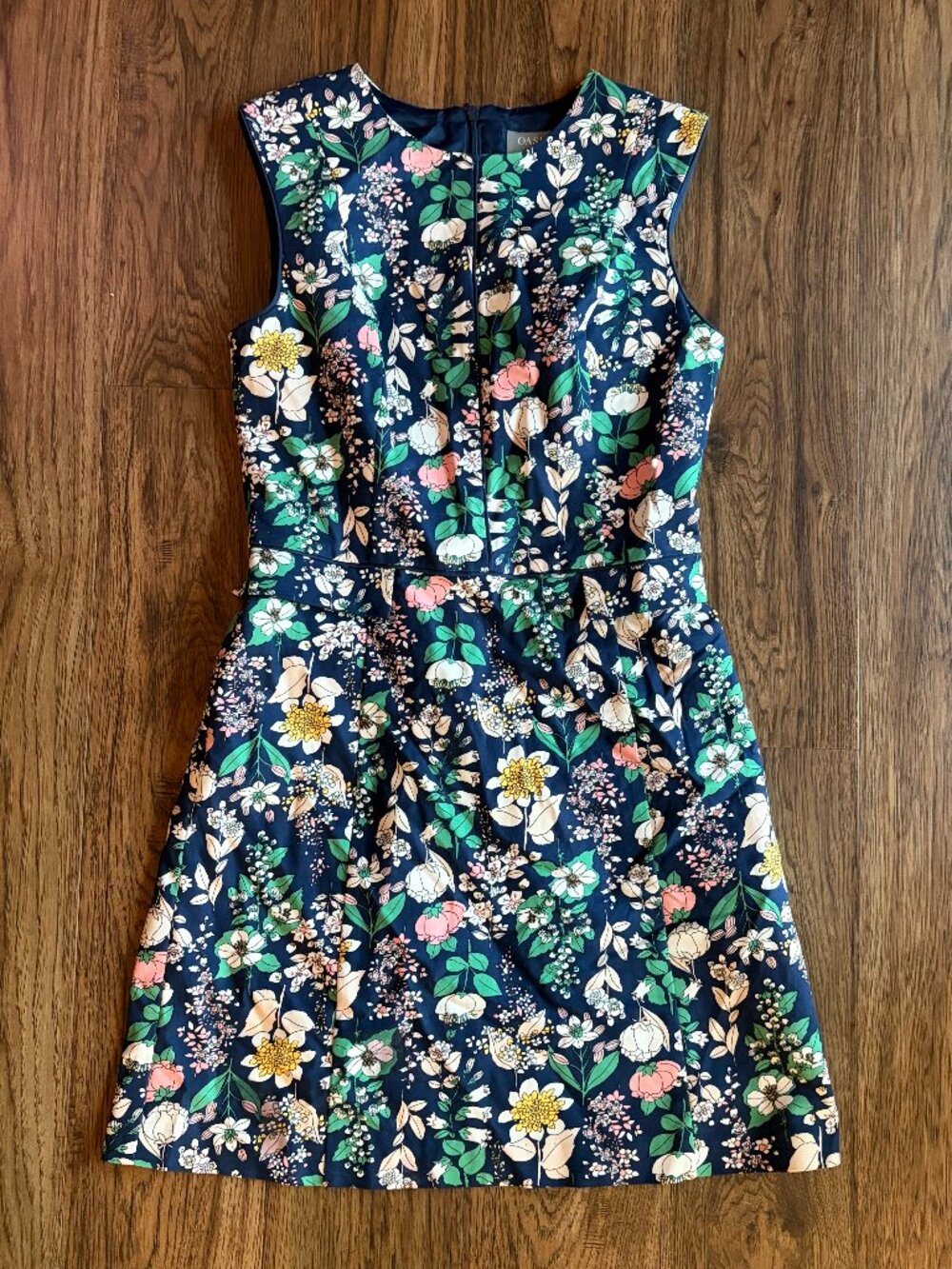 Oasis floral dress 6 navy stretch cotton mini - Picture 2 of 10